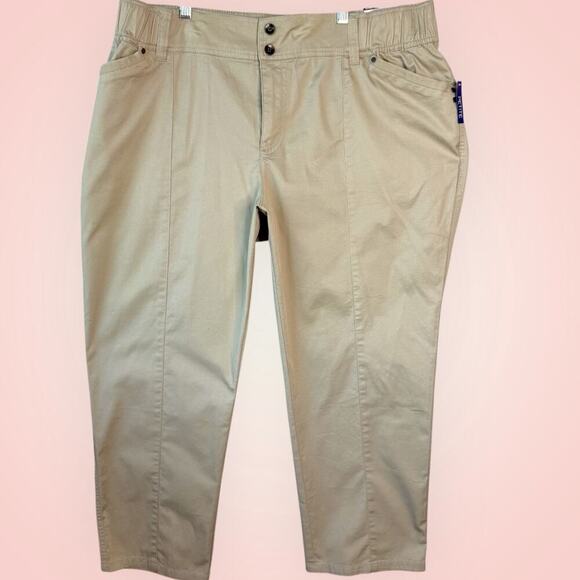 Catherines Pants - Catherines Comfort Waist Straight Pants Stretch Plus Size 1XWP Petite Khaki NWT